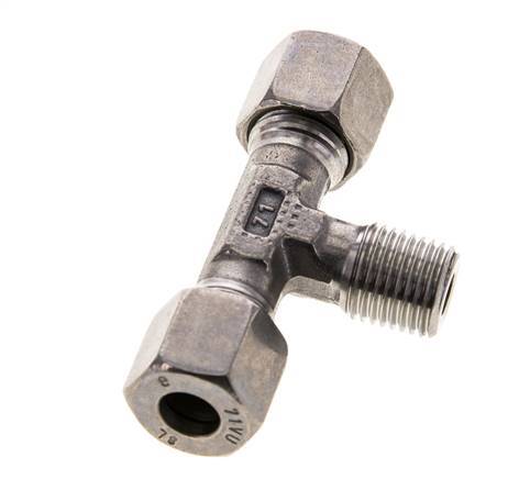 8L & R1/4'' Stainless Steel T-Shape Tee Cutting Fitting with Male Threads 315 bar ISO 8434-1