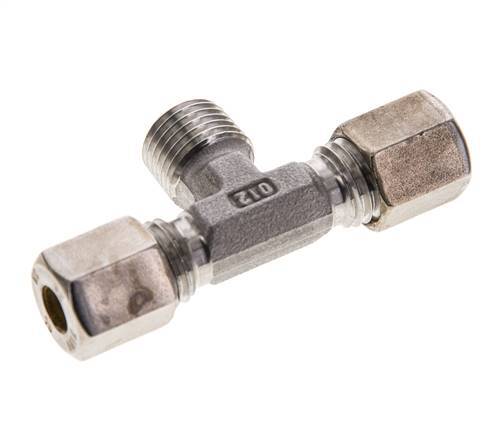 6L & R1/4'' Stainless Steel T-Shape Tee Compression Fitting with Male Threads 315 bar ISO 8434-1