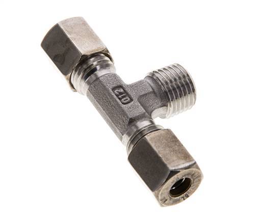 6L & R1/4'' Stainless Steel T-Shape Tee Compression Fitting with Male Threads 315 bar ISO 8434-1