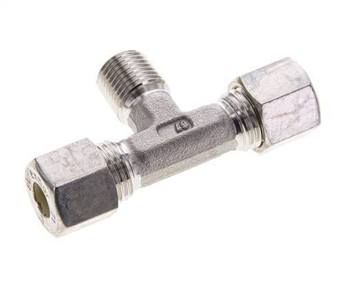 8L & R1/4'' Stainless Steel T-Shape Tee Compression Fitting with Male Threads 315 bar ISO 8434-1