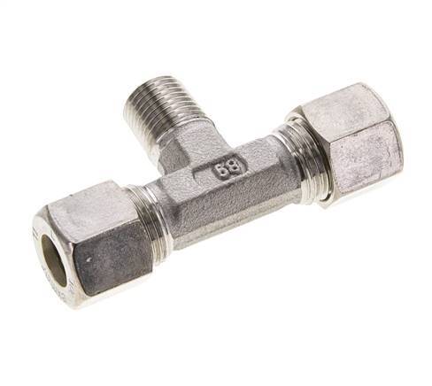 10L & R1/4'' Stainless Steel T-Shape Tee Compression Fitting with Male Threads 315 bar ISO 8434-1