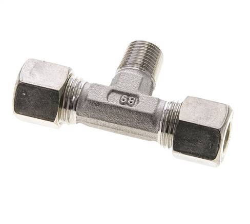 10L & R1/4'' Stainless Steel T-Shape Tee Compression Fitting with Male Threads 315 bar ISO 8434-1