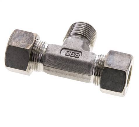 15L & R1/2'' Stainless Steel T-Shape Tee Compression Fitting with Male Threads 315 bar ISO 8434-1