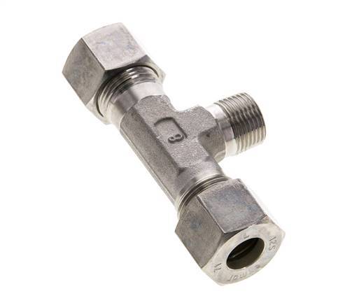 12S & R3/8'' Stainless Steel T-Shape Tee Compression Fitting with Male Threads 400 bar ISO 8434-1