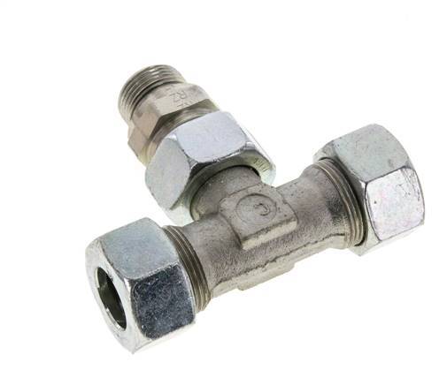 18L & M22x1.5 Zink plated Steel T-Shape Tee Cutting Fitting with Male Threads 315 bar Adjustable ISO 8434-1
