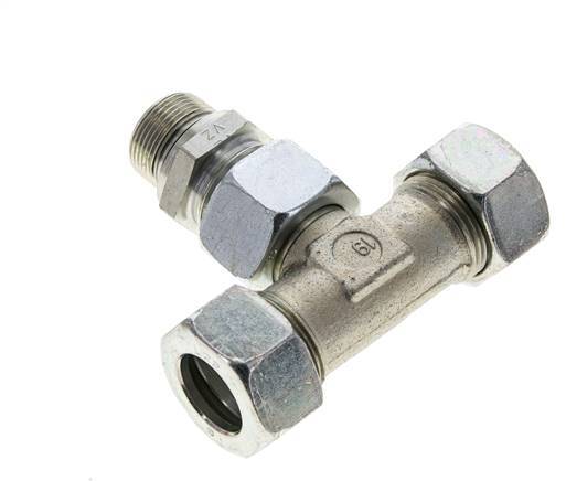 22L y M26x1,5 Racor en T de acero galvanizado con rosca macho 160 bar ajustable ISO 8434-1