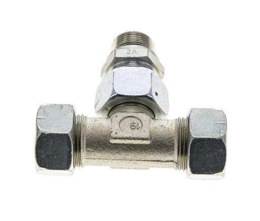 22L y M26x1,5 Racor en T de acero galvanizado con rosca macho 160 bar ajustable ISO 8434-1