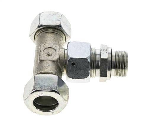 22L y M26x1,5 Racor en T de acero galvanizado con rosca macho 160 bar ajustable ISO 8434-1