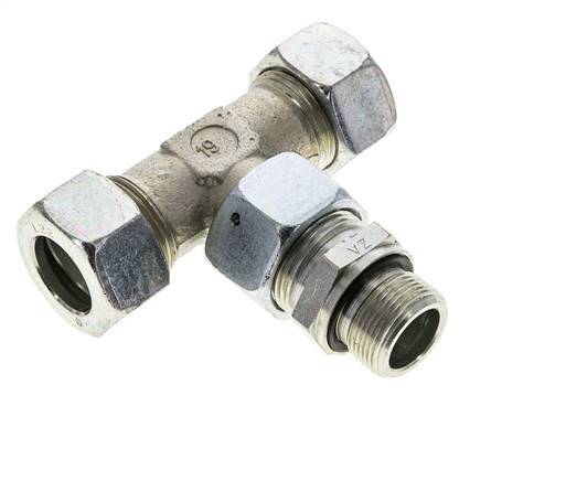 22L y M26x1,5 Racor en T de acero galvanizado con rosca macho 160 bar ajustable ISO 8434-1