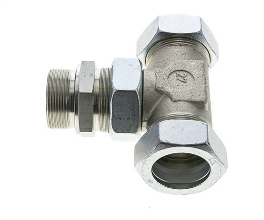 42L & M48x2 Zink plated Steel T-Shape Tee Cutting Fitting with Male Threads 160 bar Adjustable ISO 8434-1