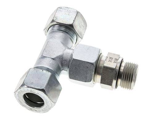 20S & M27x2 Zink plated Steel T-Shape Tee Cutting Fitting with Male Threads 400 bar Adjustable ISO 8434-1