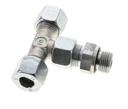 14S & G1/2'' Zink plated Steel T-Shape Tee Cutting Fitting with Male Threads 630 bar Adjustable ISO 8434-1