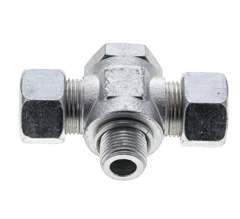 15L & M18x1.5 Zink plated Steel Tee Swivel Joint Cutting Fitting with Male Threads 315 bar ISO 8434-1