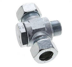 22L & M26x1.5 Zink plated Steel Tee Swivel Joint Cutting Fitting with Male Threads 160 bar ISO 8434-1