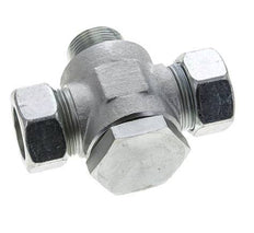 28L & M33x2 Zink plated Steel Tee Swivel Joint Cutting Fitting with Male Threads 160 bar ISO 8434-1