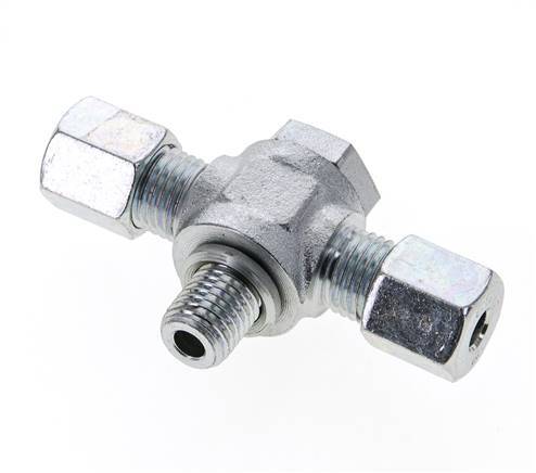 6S & M12x1.5 Zink plated Steel Tee Swivel Joint Cutting Fitting with Male Threads 400 bar ISO 8434-1