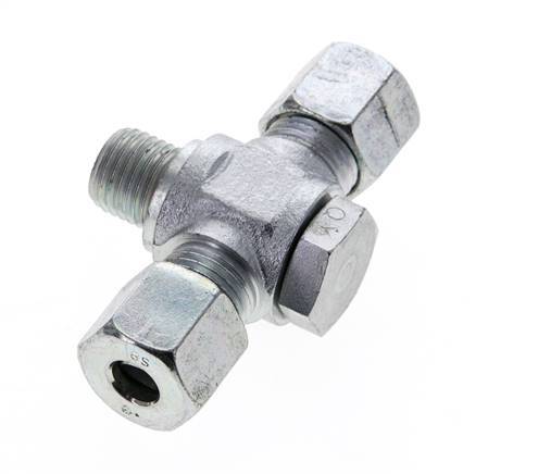8S & M14x1.5 Zink plated Steel Tee Swivel Joint Cutting Fitting with Male Threads 400 bar ISO 8434-1