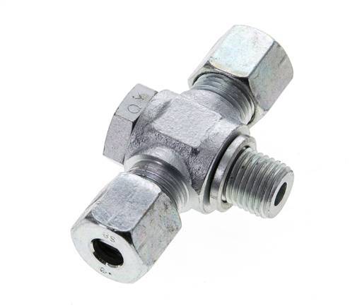 8S & M14x1.5 Zink plated Steel Tee Swivel Joint Cutting Fitting with Male Threads 400 bar ISO 8434-1