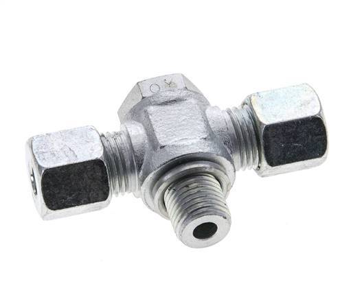 8S & M14x1.5 Zink plated Steel Tee Swivel Joint Cutting Fitting with Male Threads 400 bar ISO 8434-1