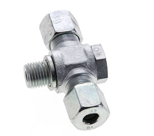 8S & M14x1.5 Zink plated Steel Tee Swivel Joint Cutting Fitting with Male Threads 400 bar ISO 8434-1