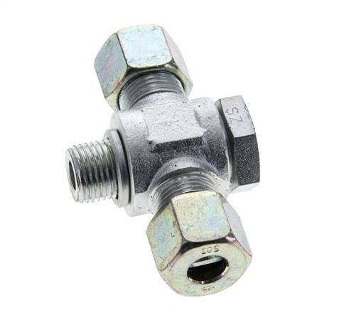 10S & M16x1.5 Zink plated Steel Tee Swivel Joint Cutting Fitting with Male Threads 400 bar ISO 8434-1