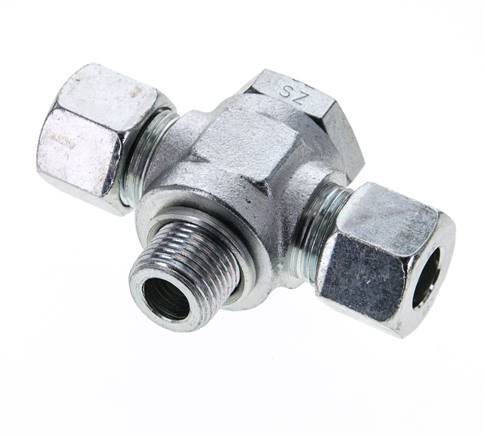12S & M18x1.5 Zink plated Steel Tee Swivel Joint Cutting Fitting with Male Threads 400 bar ISO 8434-1