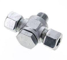 12S & M18x1.5 Zink plated Steel Tee Swivel Joint Cutting Fitting with Male Threads 400 bar ISO 8434-1