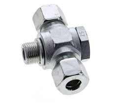 12S & M18x1.5 Zink plated Steel Tee Swivel Joint Cutting Fitting with Male Threads 400 bar ISO 8434-1