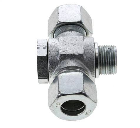 20S & M27x2 Zink plated Steel Tee Swivel Joint Cutting Fitting with Male Threads 400 bar ISO 8434-1