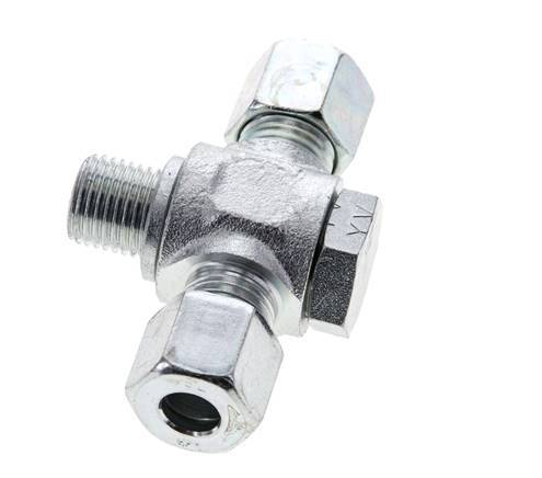 8L & G1/4'' Zink plated Steel Tee Swivel Joint Cutting Fitting with Male Threads 315 bar ISO 8434-1