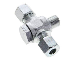 8L & G1/4'' Zink plated Steel Tee Swivel Joint Cutting Fitting with Male Threads 315 bar ISO 8434-1