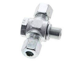 8L & G1/4'' Zink plated Steel Tee Swivel Joint Cutting Fitting with Male Threads 315 bar ISO 8434-1