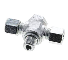 8L & G1/4'' Zink plated Steel Tee Swivel Joint Cutting Fitting with Male Threads 315 bar ISO 8434-1