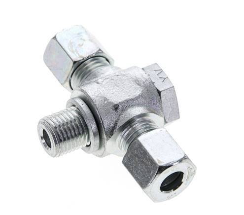 8L & G1/4'' Zink plated Steel Tee Swivel Joint Cutting Fitting with Male Threads 315 bar ISO 8434-1