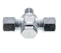 10L & G1/4'' Zink plated Steel Tee Swivel Joint Cutting Fitting with Male Threads 315 bar ISO 8434-1