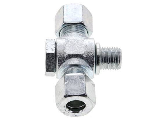 10L & G1/4'' Zink plated Steel Tee Swivel Joint Cutting Fitting with Male Threads 315 bar ISO 8434-1