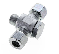 12L & G3/8'' Zink plated Steel Tee Swivel Joint Cutting Fitting with Male Threads 315 bar ISO 8434-1