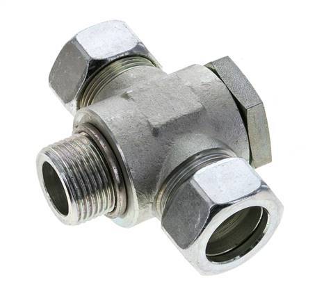 28L & G1'' Zink plated Steel Tee Swivel Joint Cutting Fitting with Male Threads 160 bar ISO 8434-1