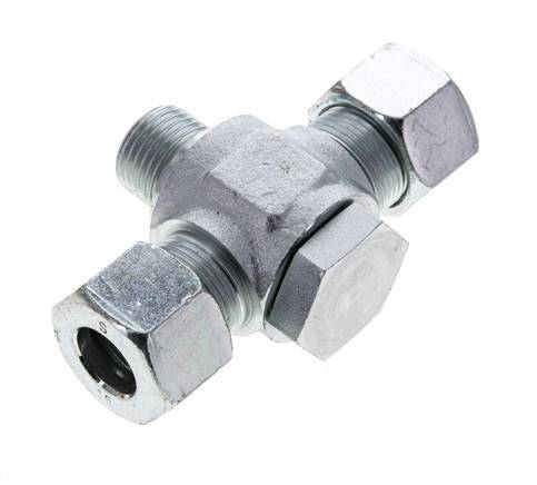 16S & G1/2'' Zink plated Steel Tee Swivel Joint Cutting Fitting with Male Threads 400 bar ISO 8434-1