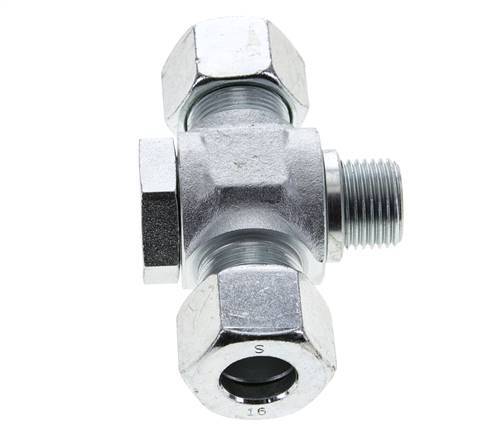 16S & G1/2'' Zink plated Steel Tee Swivel Joint Cutting Fitting with Male Threads 400 bar ISO 8434-1