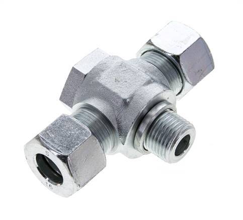 16S & G1/2'' Zink plated Steel Tee Swivel Joint Cutting Fitting with Male Threads 400 bar ISO 8434-1