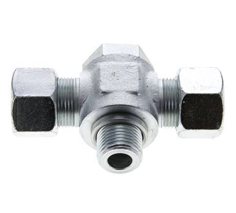 16S & G1/2'' Zink plated Steel Tee Swivel Joint Cutting Fitting with Male Threads 400 bar ISO 8434-1