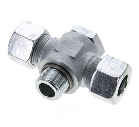 20S & G3/4'' Zink plated Steel Tee Swivel Joint Cutting Fitting with Male Threads 400 bar ISO 8434-1