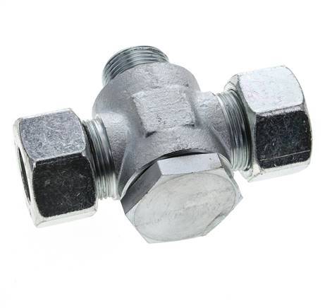 25S & G1'' Zink plated Steel Tee Swivel Joint Cutting Fitting with Male Threads 250 bar ISO 8434-1