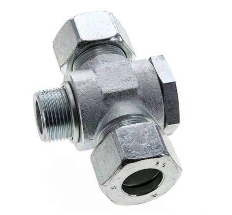 25S & G1'' Zink plated Steel Tee Swivel Joint Cutting Fitting with Male Threads 250 bar ISO 8434-1