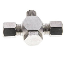 8L & G1/4'' Stainless Steel Tee Swivel Joint Cutting Fitting with Male Threads 315 bar ISO 8434-1