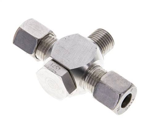 8L & G1/4'' Stainless Steel Tee Swivel Joint Cutting Fitting with Male Threads 315 bar ISO 8434-1