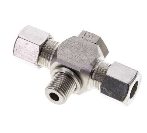 10L & G1/4'' Stainless Steel Tee Swivel Joint Cutting Fitting with Male Threads 315 bar ISO 8434-1