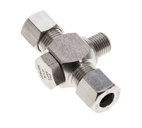 10L & G1/4'' Stainless Steel Tee Swivel Joint Cutting Fitting with Male Threads 315 bar ISO 8434-1