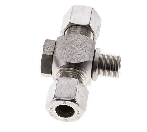 10L & G1/4'' Stainless Steel Tee Swivel Joint Cutting Fitting with Male Threads 315 bar ISO 8434-1